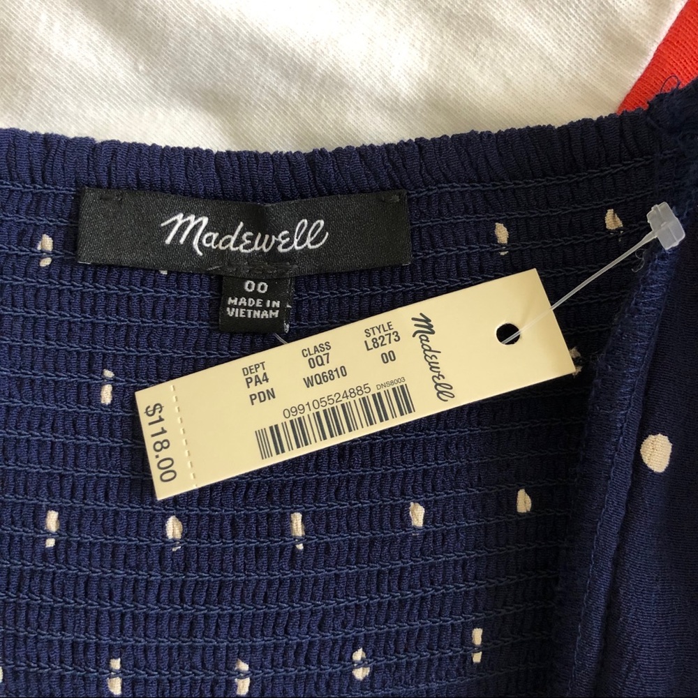 NWT Madewell Ruffle Strap Polka Dot Dress 00 - Picture 5 of 5
